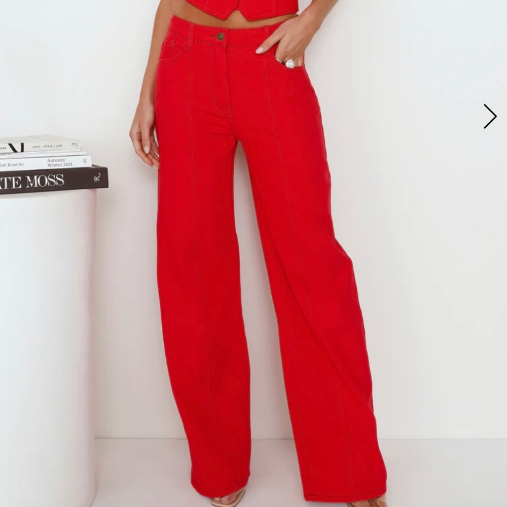 Lioness red baggy jeans